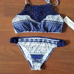 Roxy Blue and White Patterned Bikini